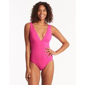 Sea Level Swim Vesper Longline One Piece Swimsuit Hot Pink SL1596VP US 6 NWT